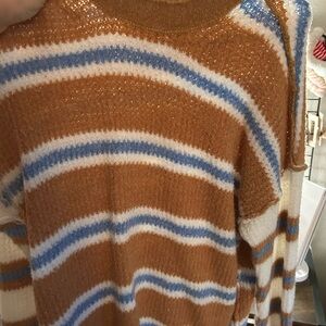 Striped Yellow and Blue Women's Sweater